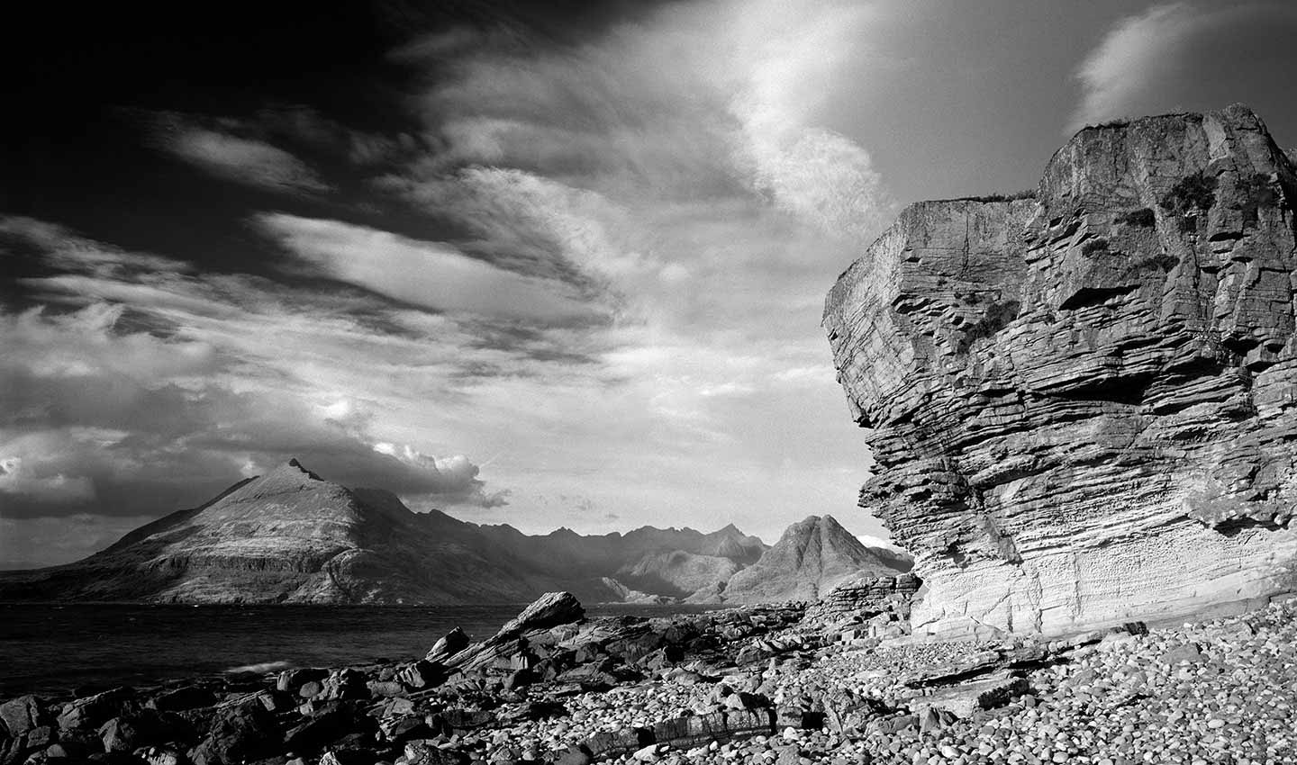 Elgol-Isle_of_Skye-Scotland-black-and-white-mono-rocks-mountains-Photography-Lindsay_Robertson